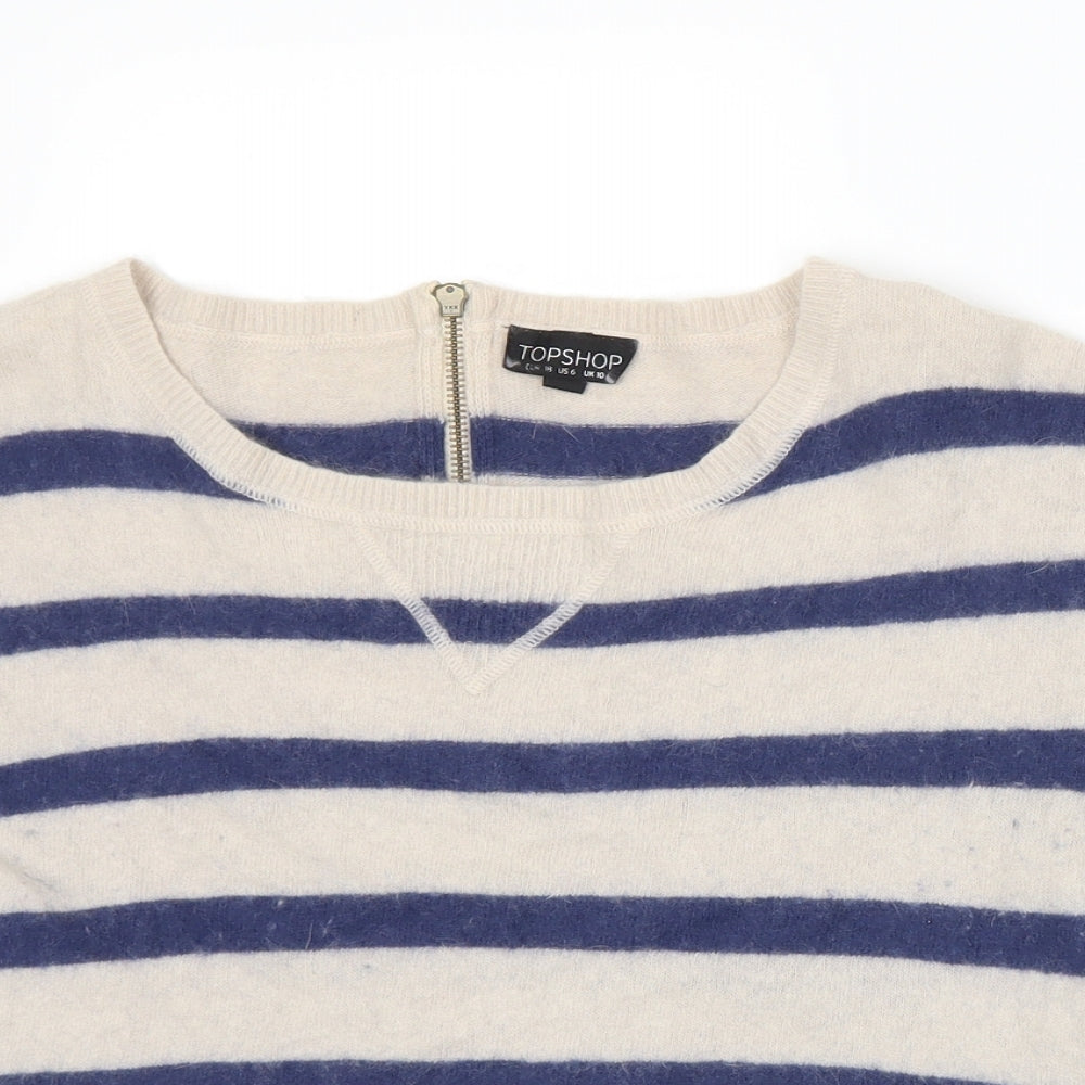 Topshop Womens Blue Striped Knit Pullover Jumper Size 10