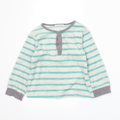 Monoprix Boys Green Striped  Basic T-Shirt Size 3 Years