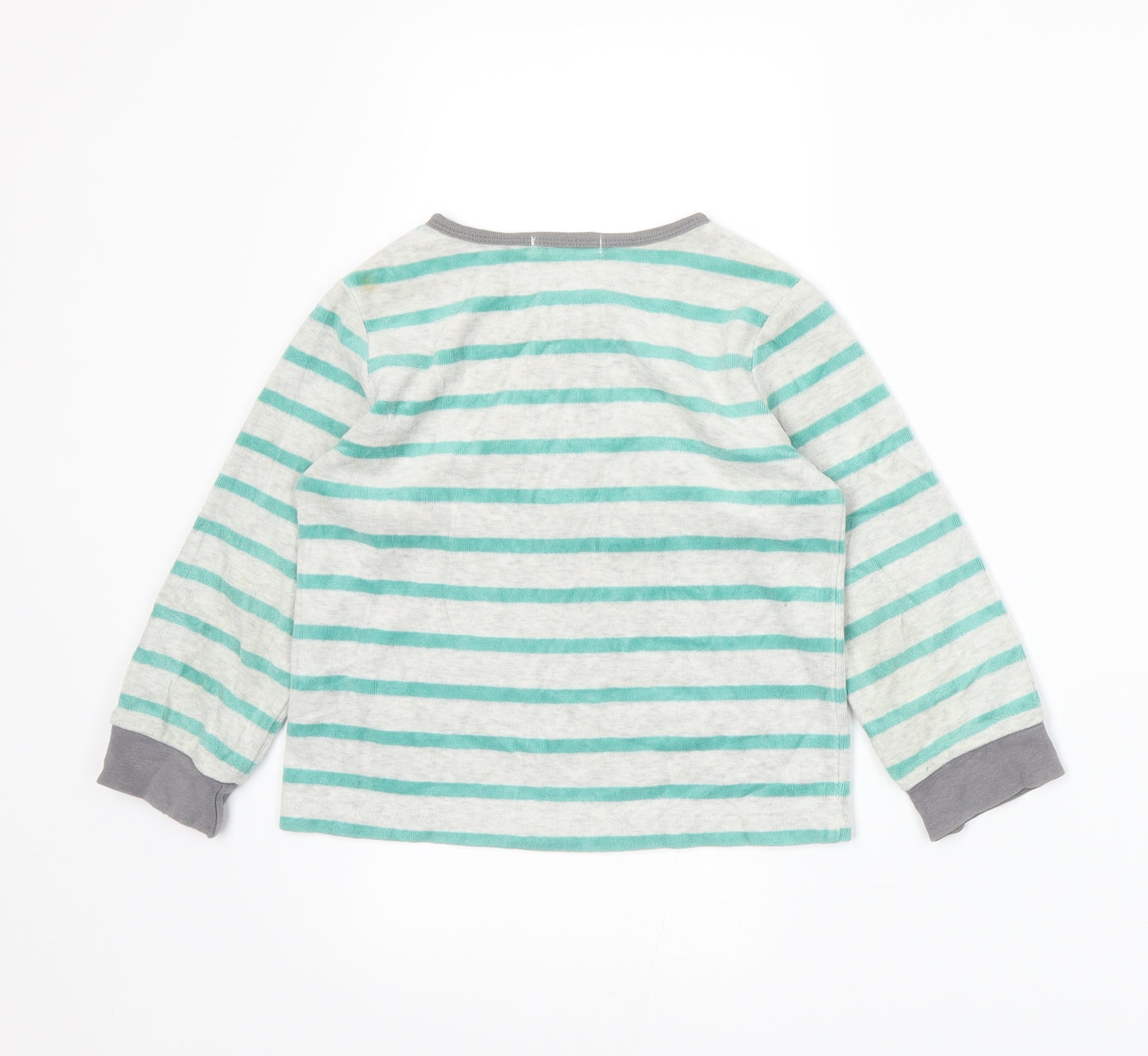 Monoprix Boys Green Striped  Basic T-Shirt Size 3 Years