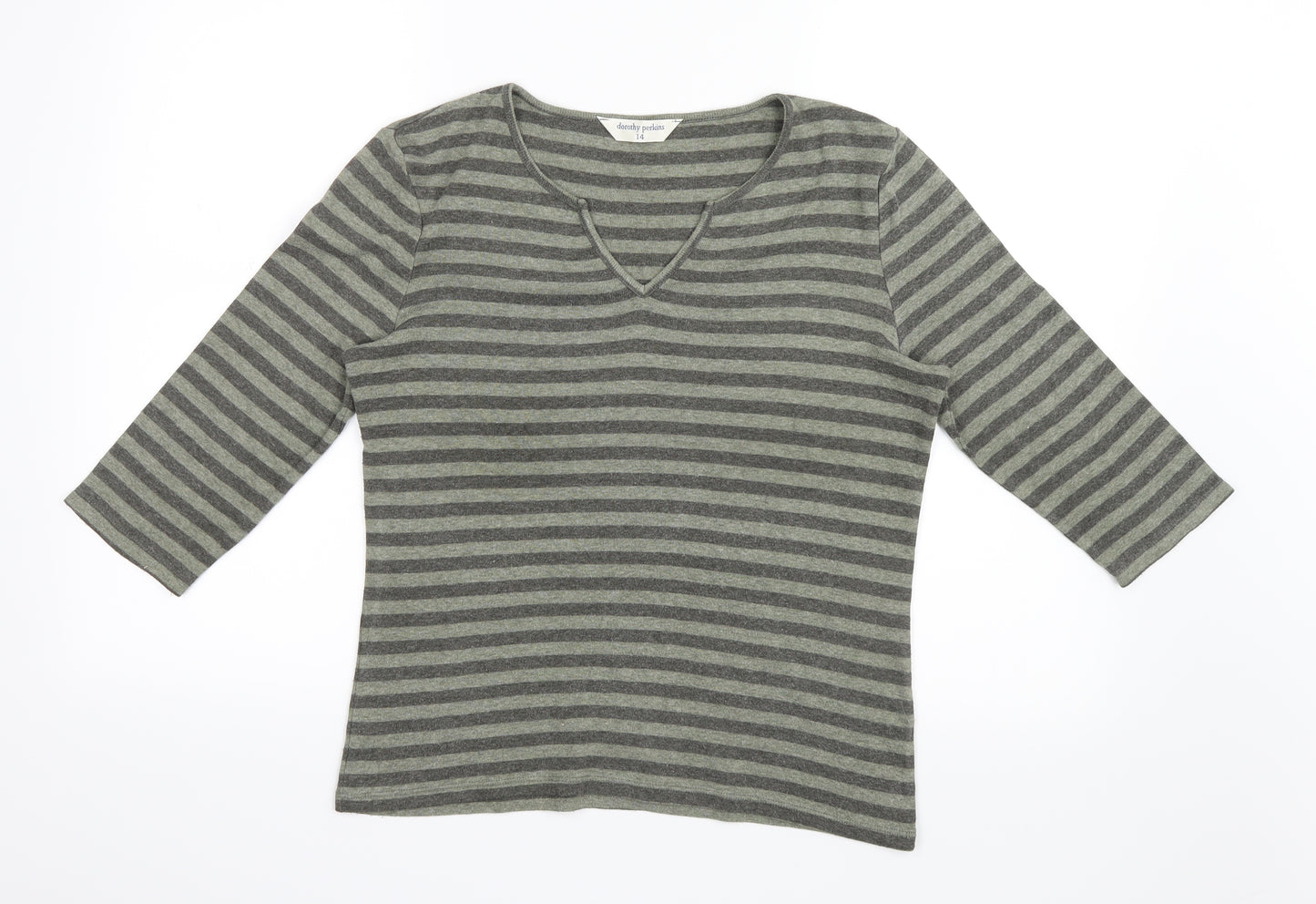 Dorothy Perkins Womens Green Striped Knit Pullover Jumper Size 14