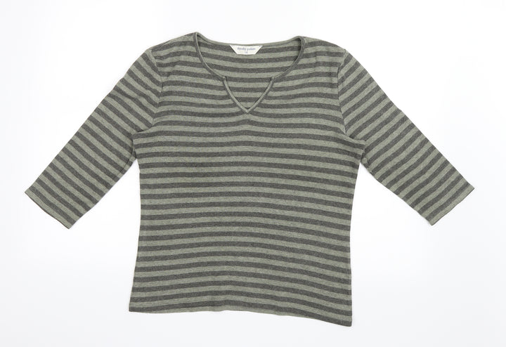 Dorothy Perkins Womens Green Striped Knit Pullover Jumper Size 14