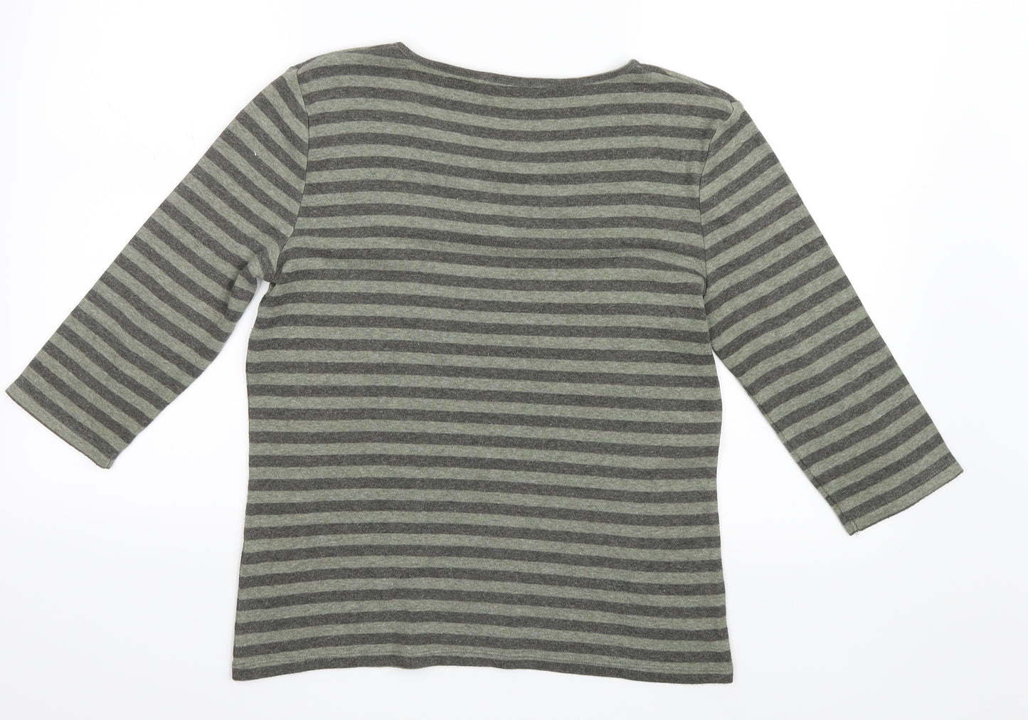 Dorothy Perkins Womens Green Striped Knit Pullover Jumper Size 14