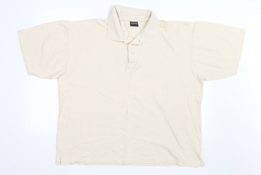 Front view of Academy men’s ivory polo, size 2XL