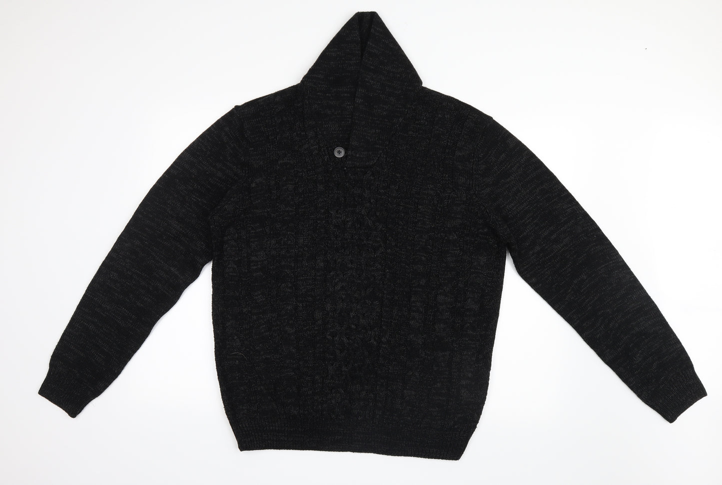Peacocks Mens Black  Knit Jacket Coatigan Size L