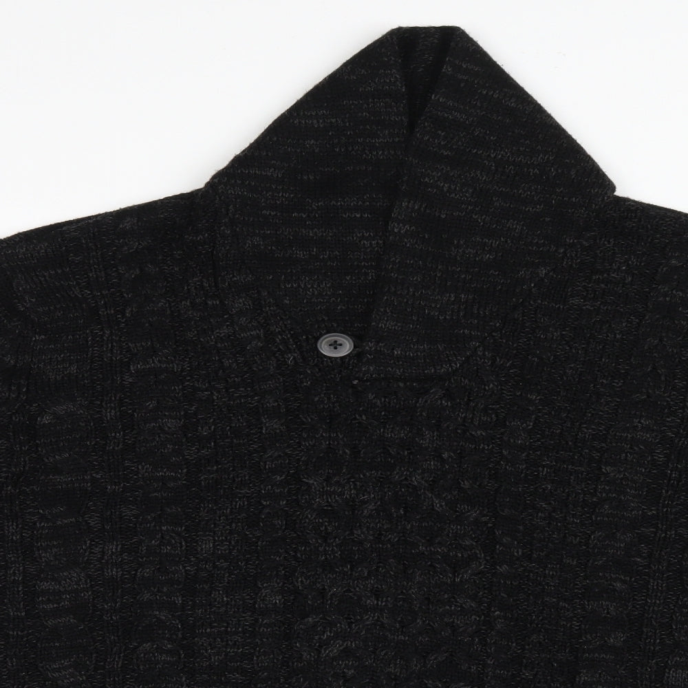 Peacocks Mens Black  Knit Jacket Coatigan Size L
