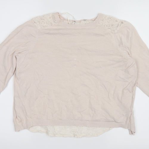 Dorothy Perkins Womens Pink  Knit Pullover Jumper Size 8  - Lace