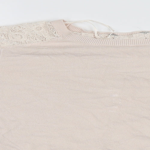 Dorothy Perkins Womens Pink  Knit Pullover Jumper Size 8  - Lace