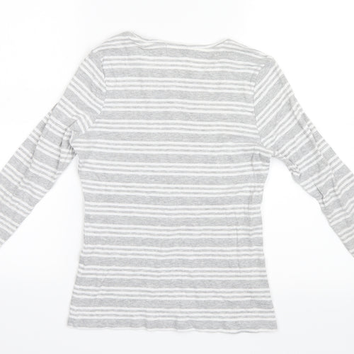 Pep&Co Womens Grey Striped  Basic T-Shirt Size 8