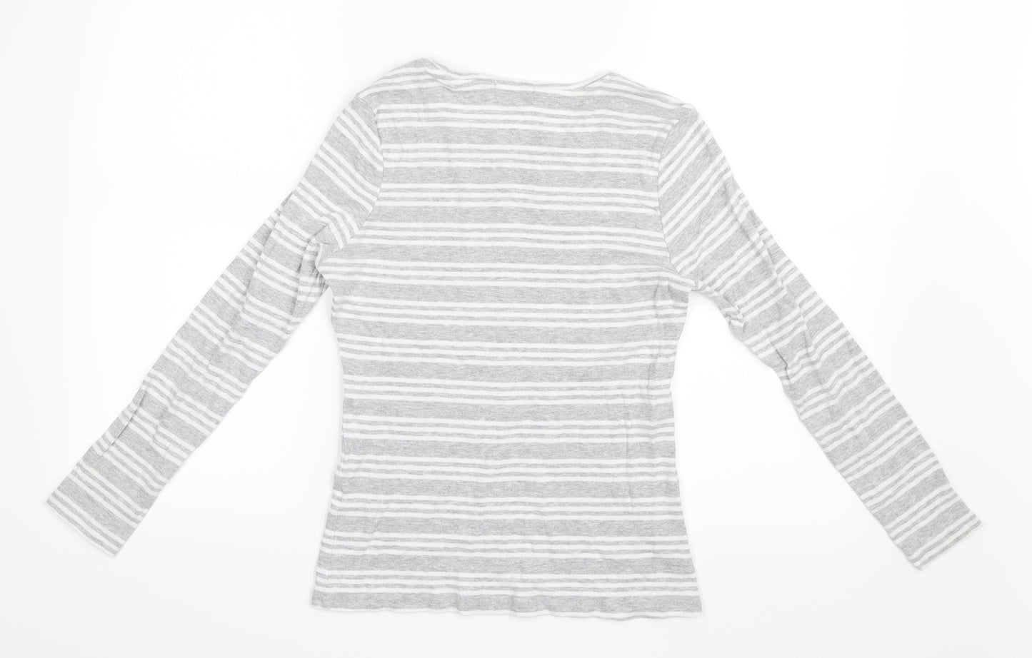 Pep&Co Womens Grey Striped  Basic T-Shirt Size 8