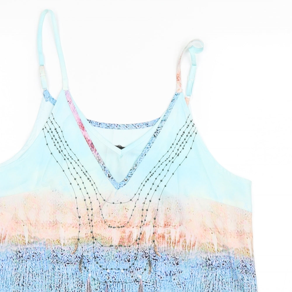Sheilay Womens Blue Geometric  Camisole Tank Size 6  - Layered