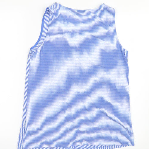 M&Co Womens Blue Striped  Basic Button-Up Size 12