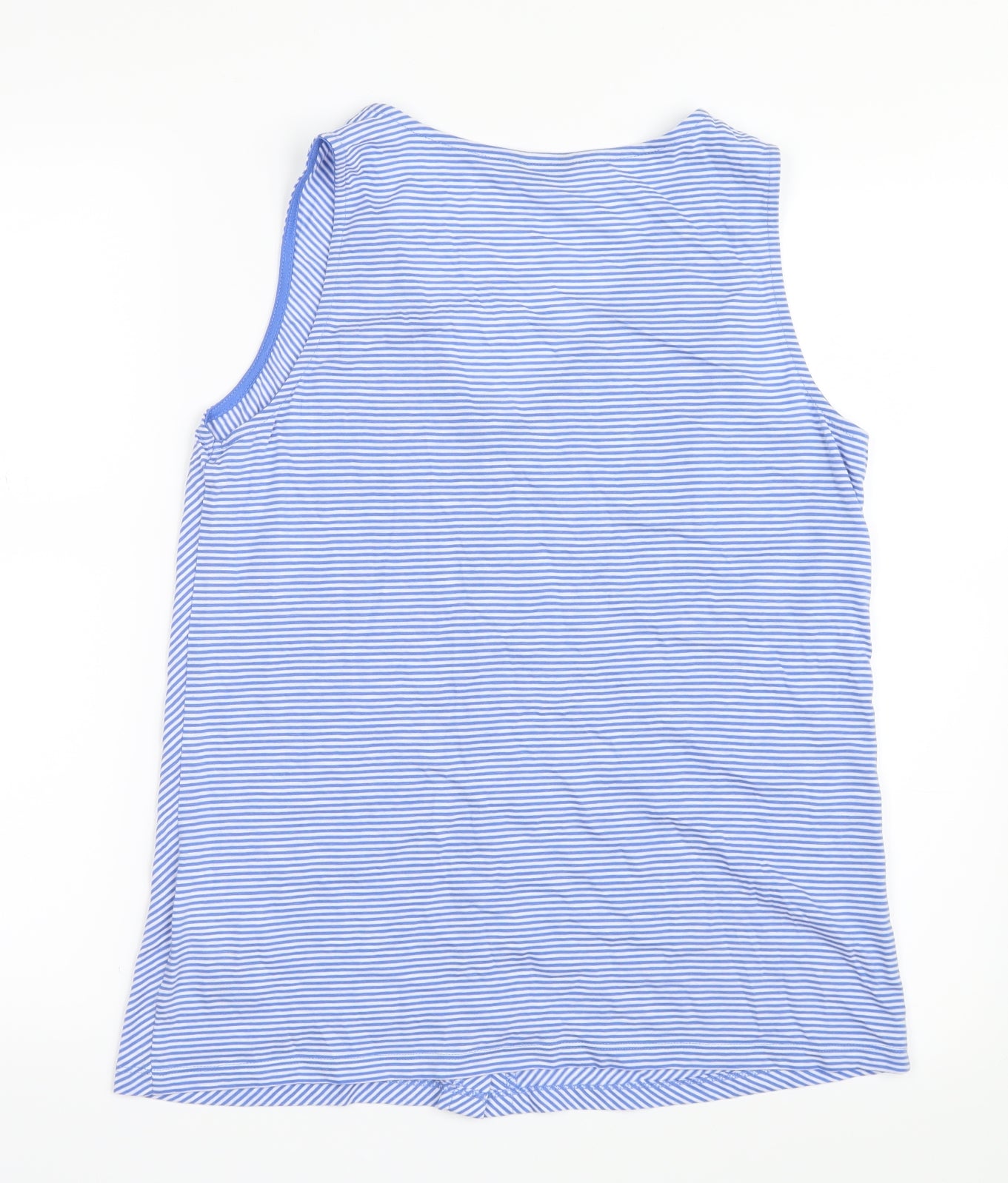 M&Co Womens Blue Striped  Basic Button-Up Size 12