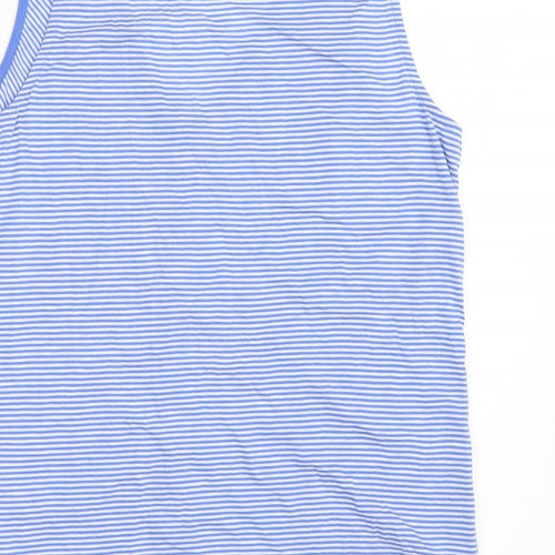 M&Co Womens Blue Striped  Basic Button-Up Size 12