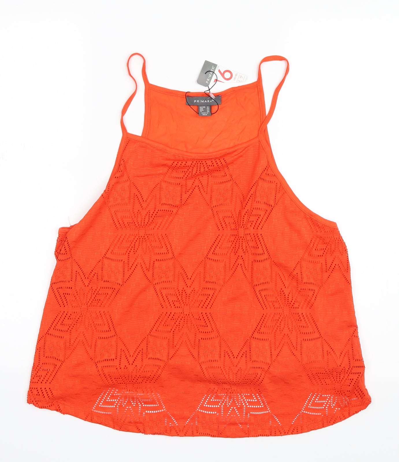 Primark Womens Orange Geometric  Basic Tank Size 16