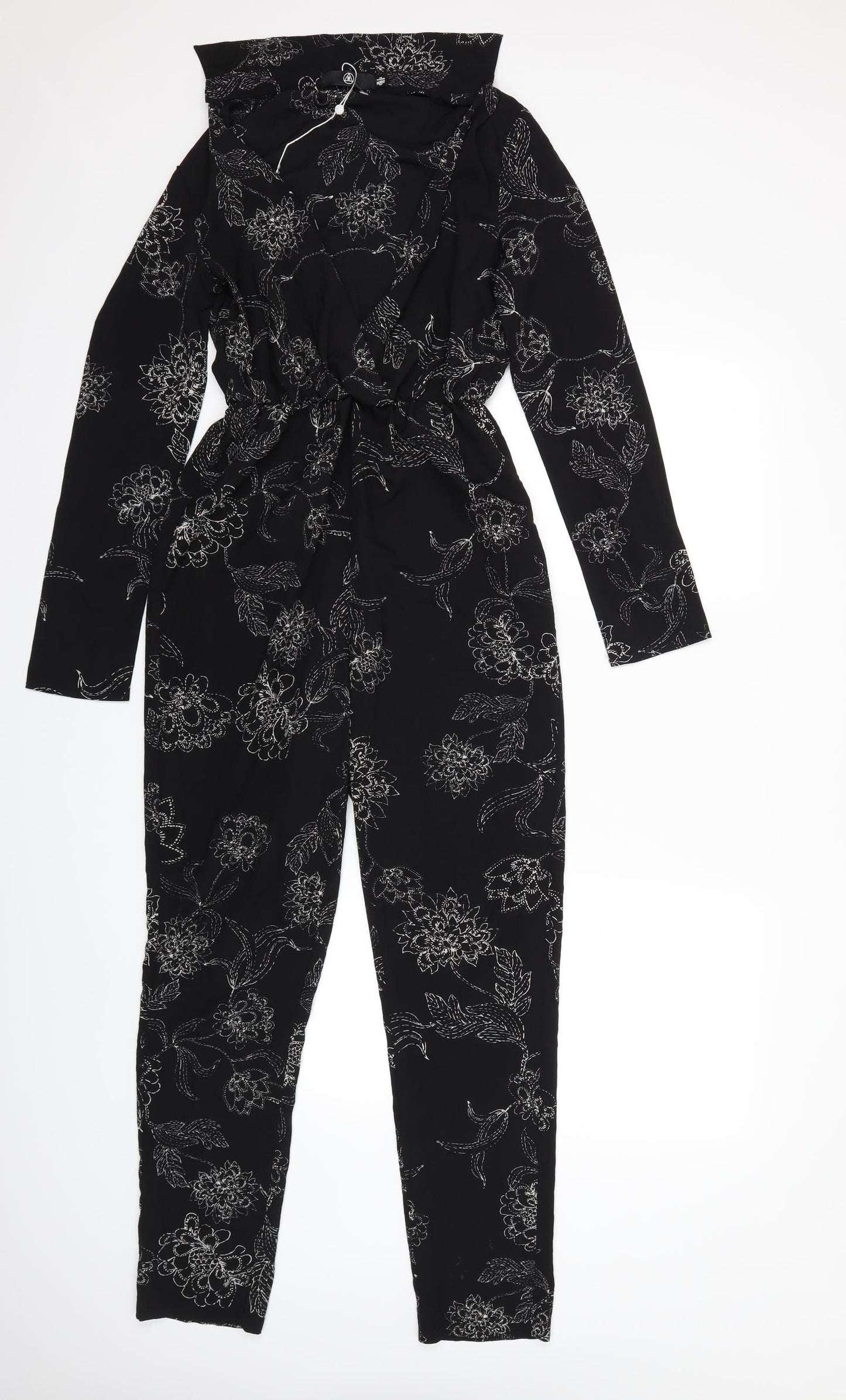 Missguided Womens Black Floral  Jumpsuit One-Piece Size 4