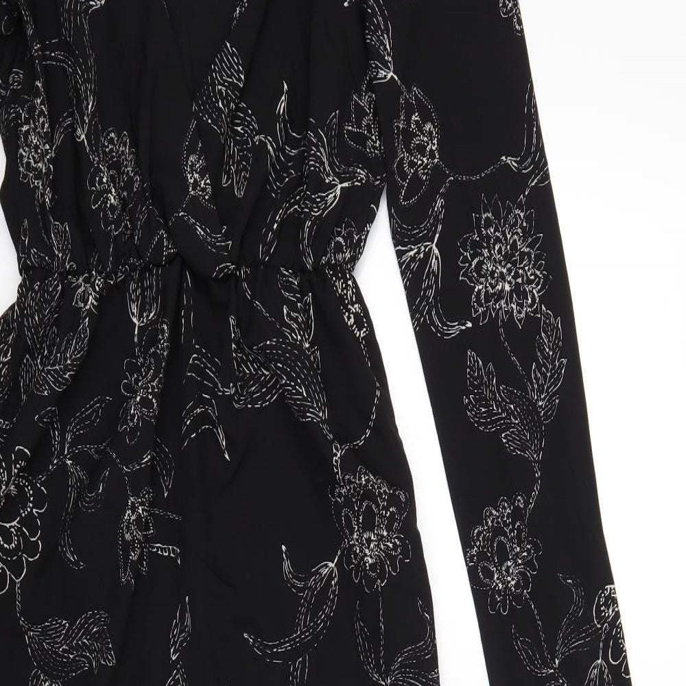 Missguided Womens Black Floral  Jumpsuit One-Piece Size 4