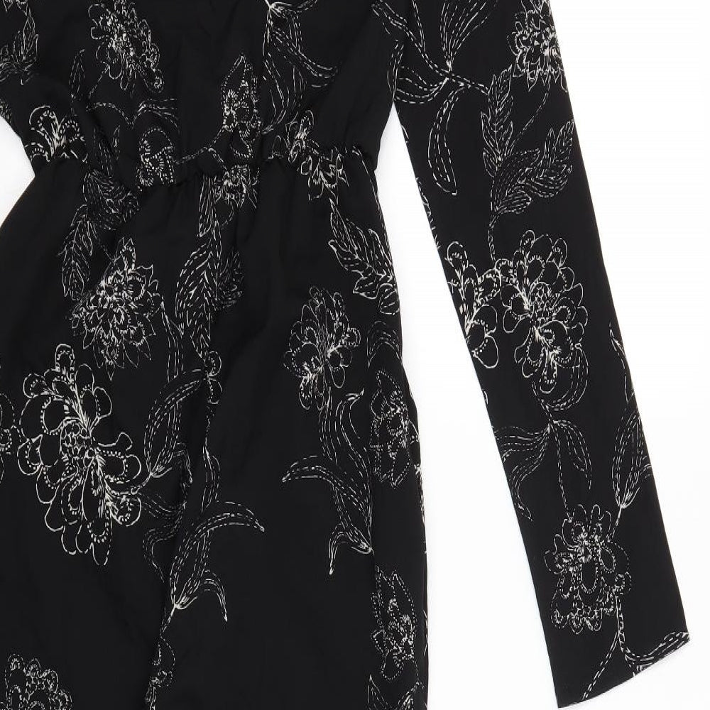 Missguided Womens Black Floral  Jumpsuit One-Piece Size 4
