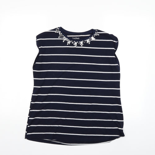 cross roads Womens Blue Striped  Basic T-Shirt Size S