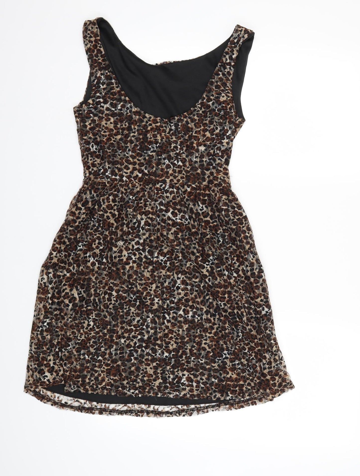 Atmosphere Womens Brown Animal Print  Skater Dress  Size 8