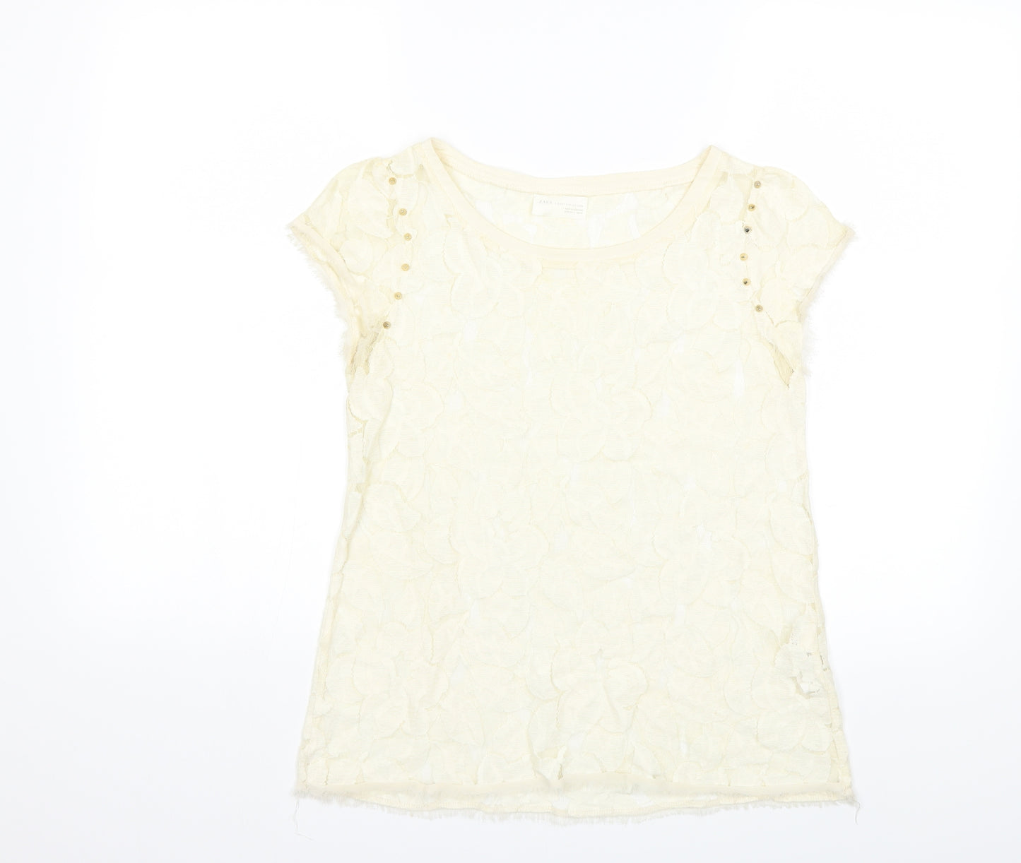 Zara Womens Ivory   Basic T-Shirt Size M