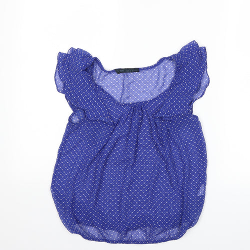 Zara Womens Blue Polka Dot  Basic Blouse Size XS