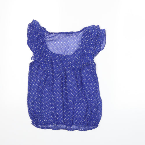 Zara Womens Blue Polka Dot  Basic Blouse Size XS