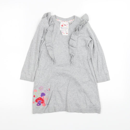Preworn Girls Grey   Pullover Sweatshirt Size 3-4 Years