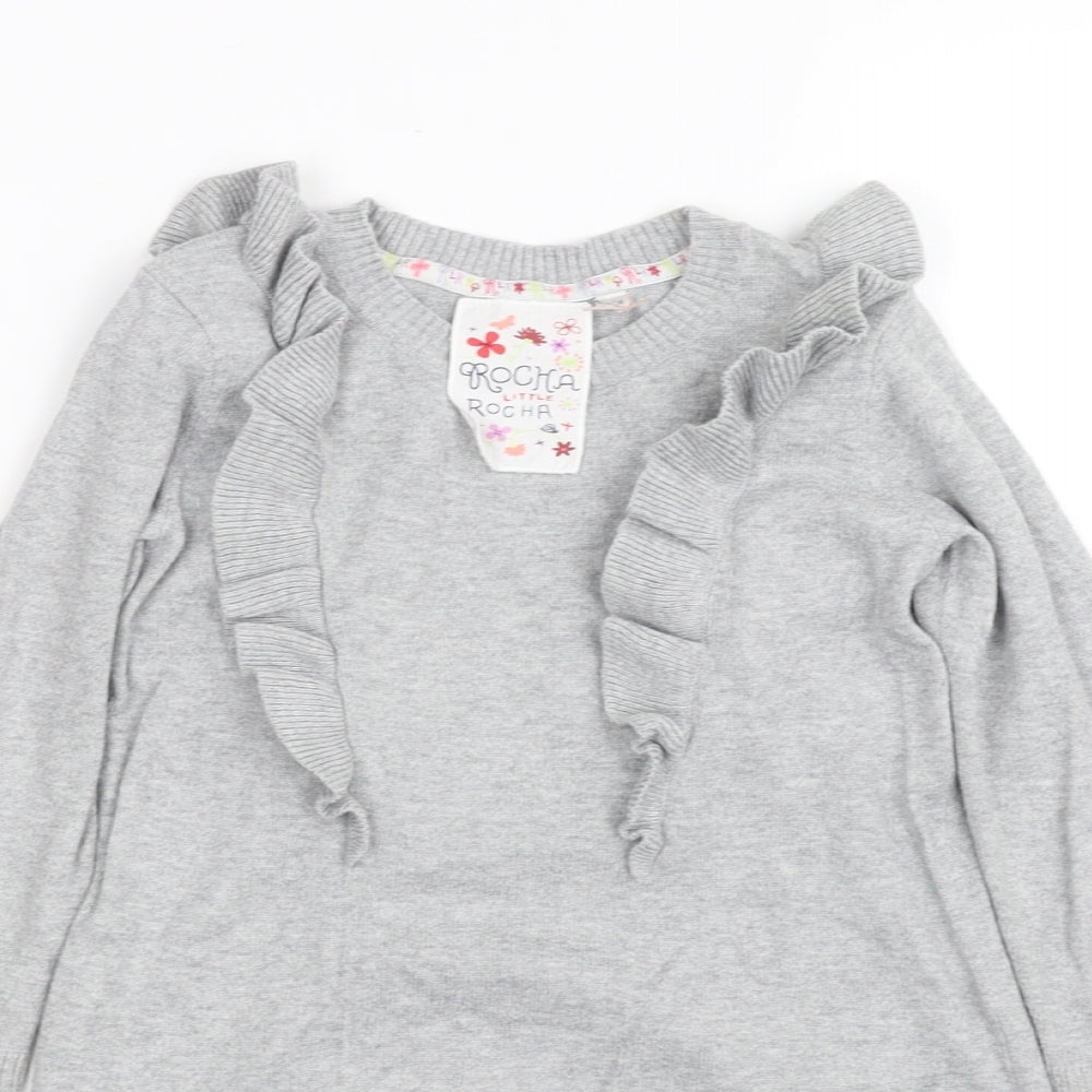 Preworn Girls Grey   Pullover Sweatshirt Size 3-4 Years