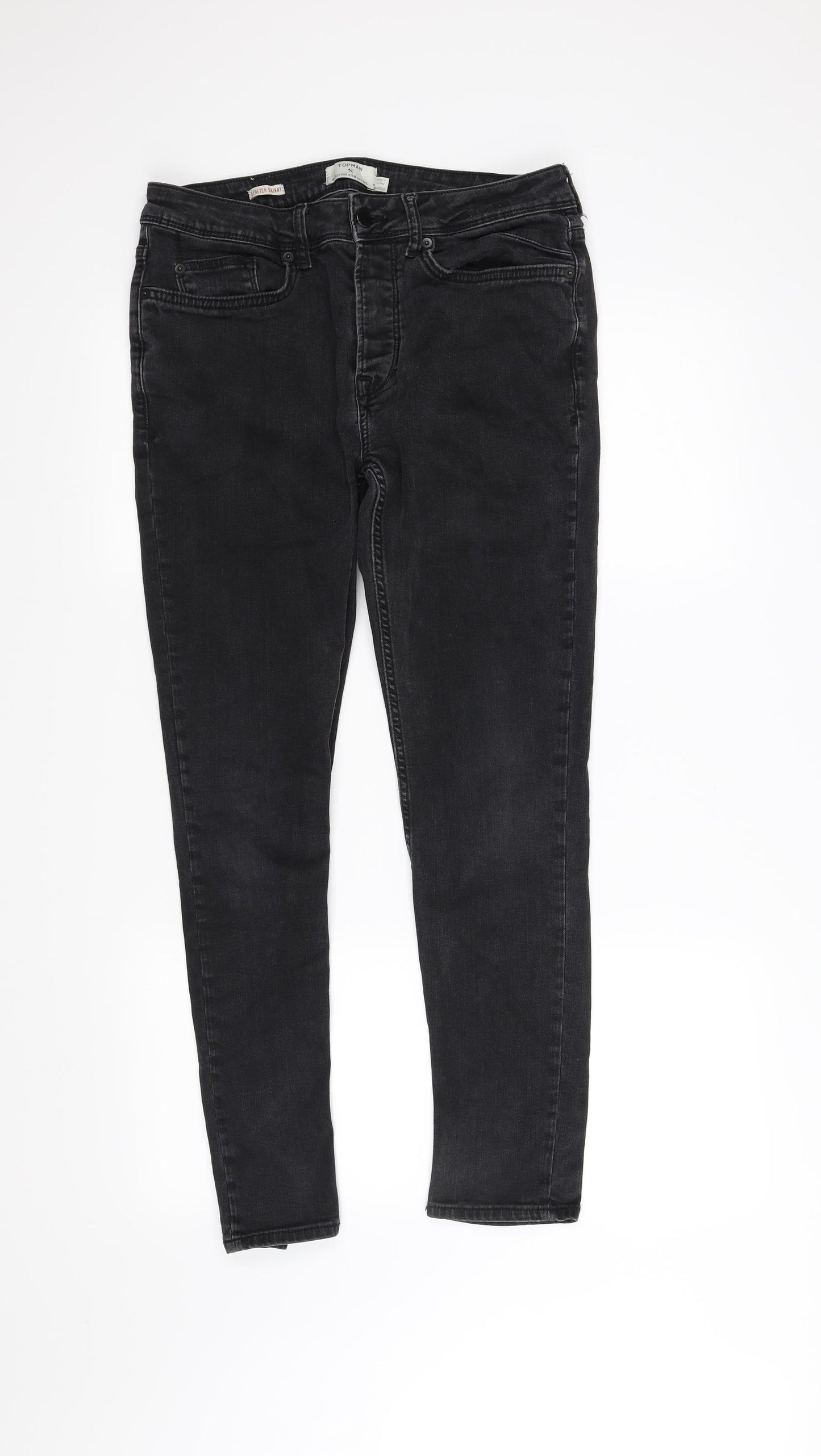 Topman Mens Black   Straight Jeans Size 32 L30 in