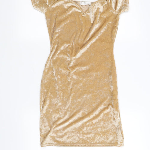 Missguided Womens Yellow   Fit & Flare  Size 8
