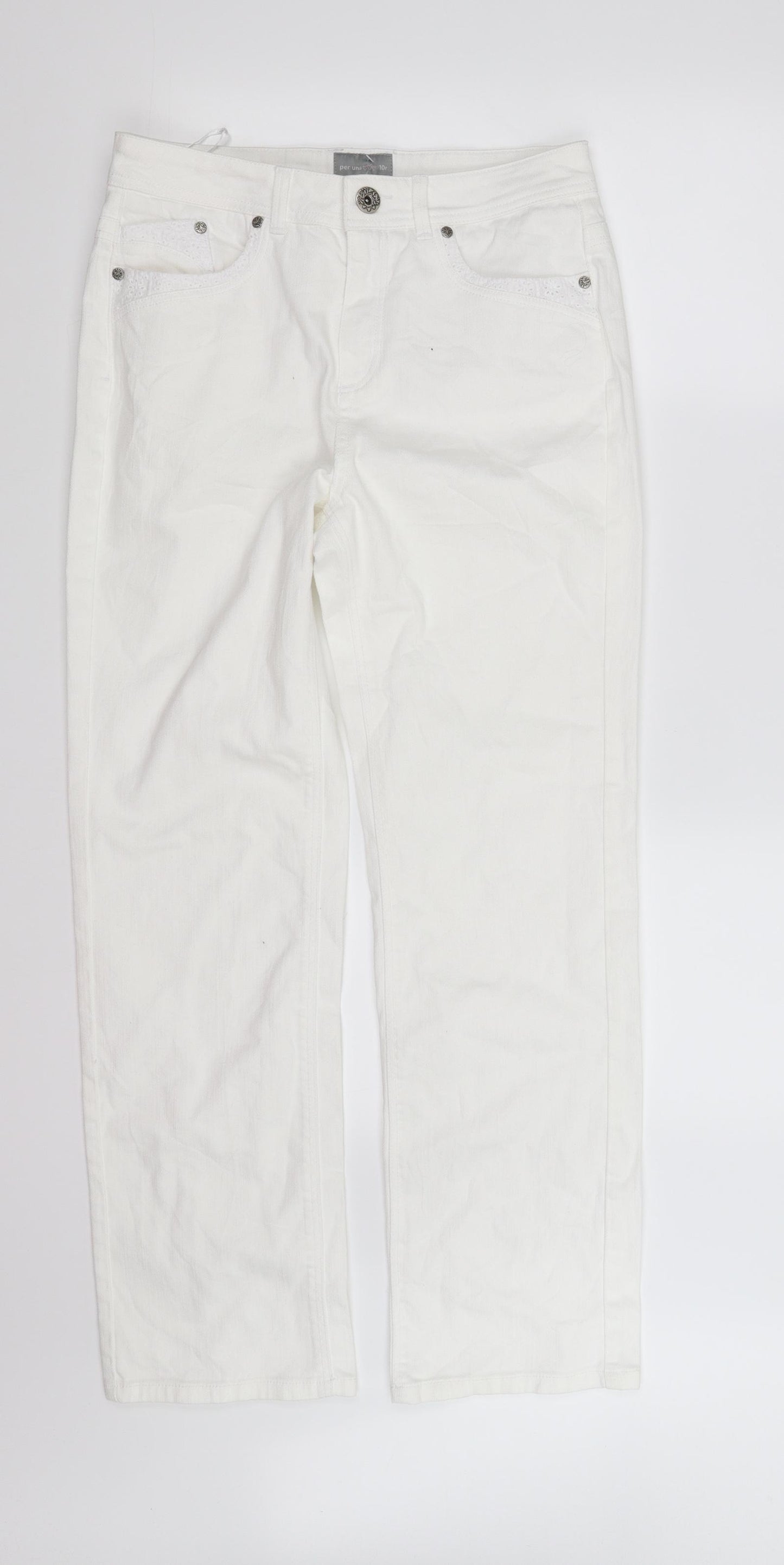 Per Una Womens White   Straight Jeans Size 10 L32 in