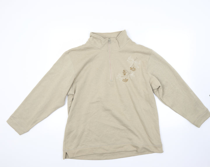 Bonmarché Womens Beige Floral Pullover Sweatshirt Size M