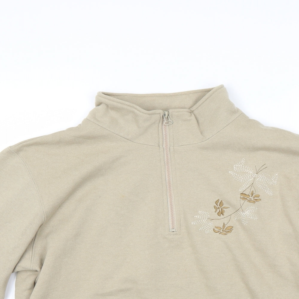 Bonmarché Womens Beige Floral  Pullover Sweatshirt Size M