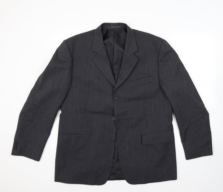 Armando Mens Grey Striped  Jacket Blazer Size 42