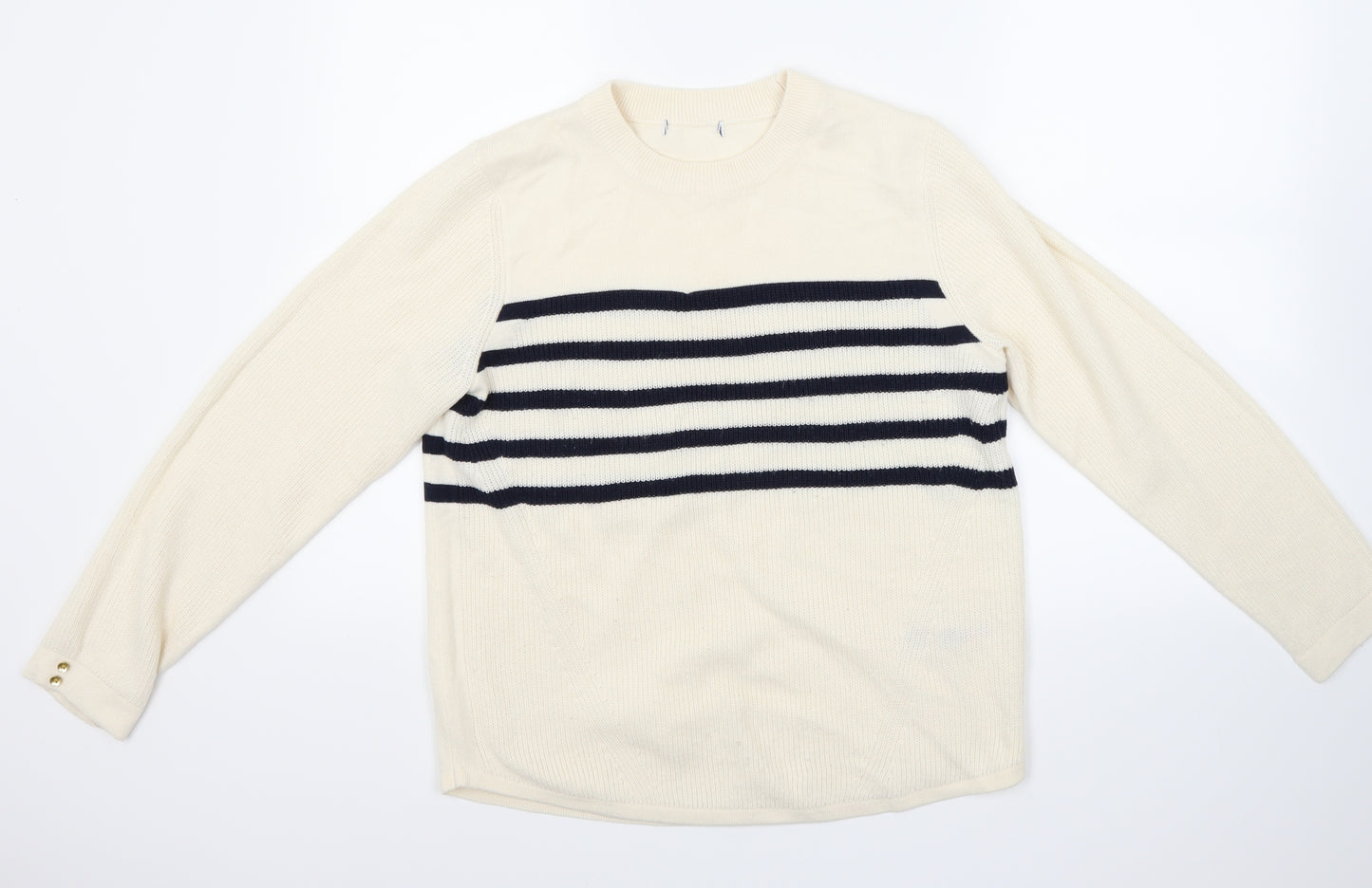 Marks and Spencer Womens White Striped  Pullover Jumper Size 12