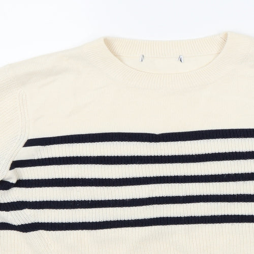 Marks and Spencer Womens White Striped  Pullover Jumper Size 12