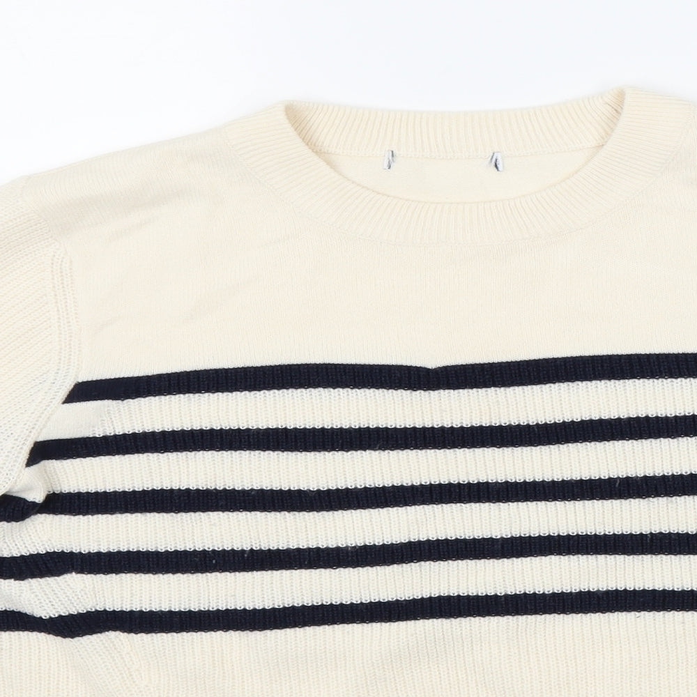 Marks and Spencer Womens White Striped  Pullover Jumper Size 12