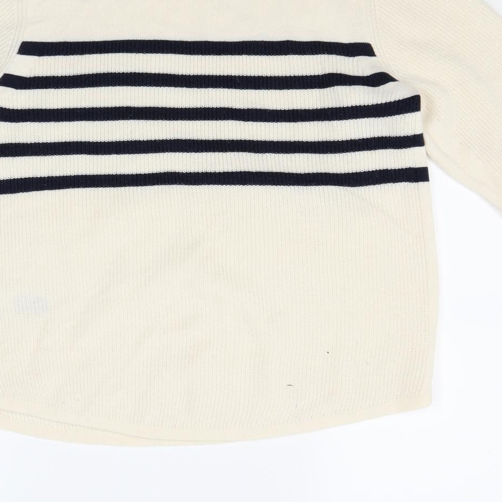 Marks and Spencer Womens White Striped  Pullover Jumper Size 12