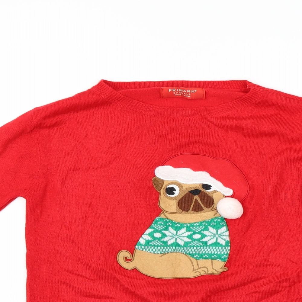 Primark Womens Red   Pullover Jumper Size 2XS  - Christmas  Jumper