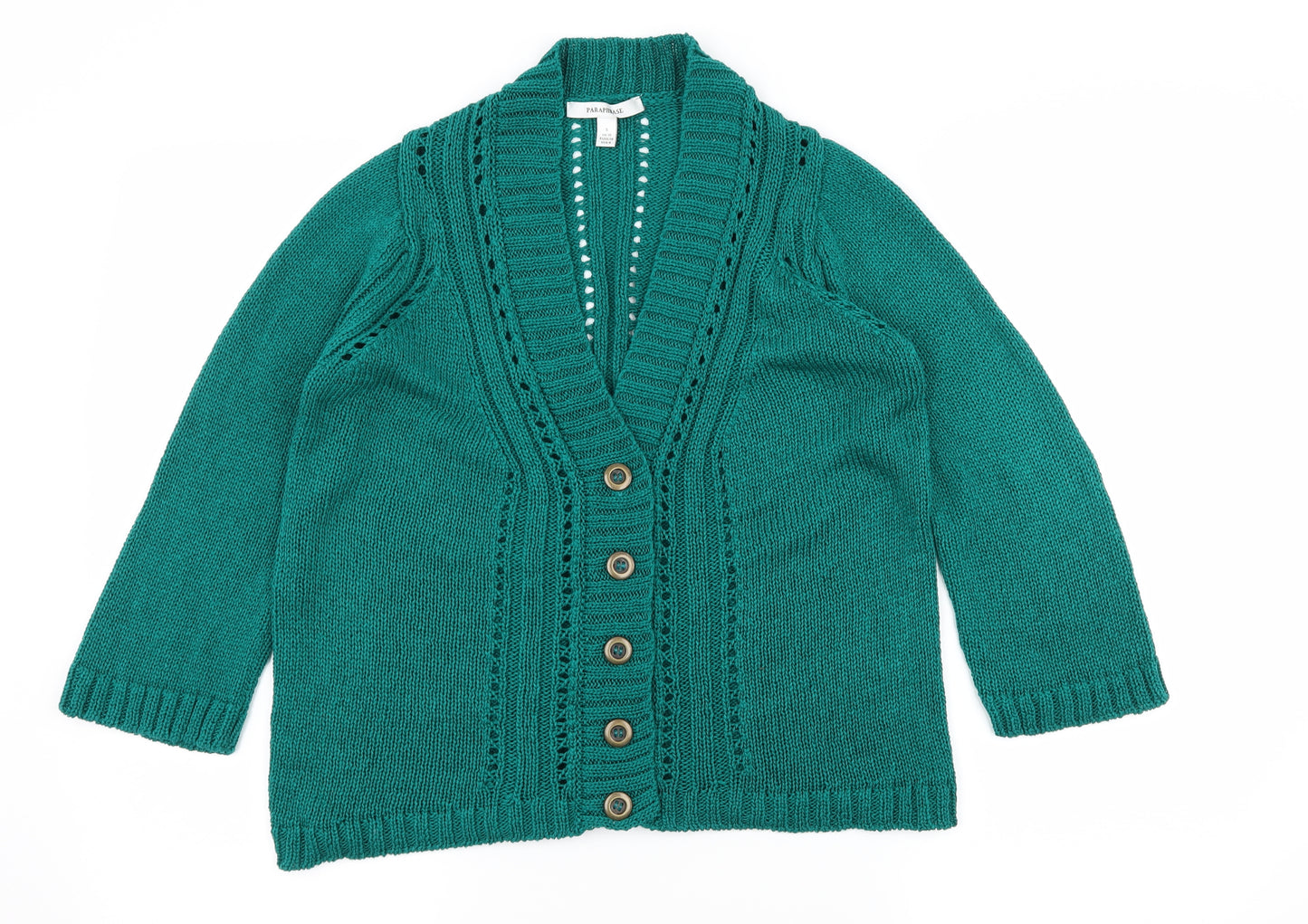 Paraphrase Womens Green  Knit Cardigan Jumper Size 10
