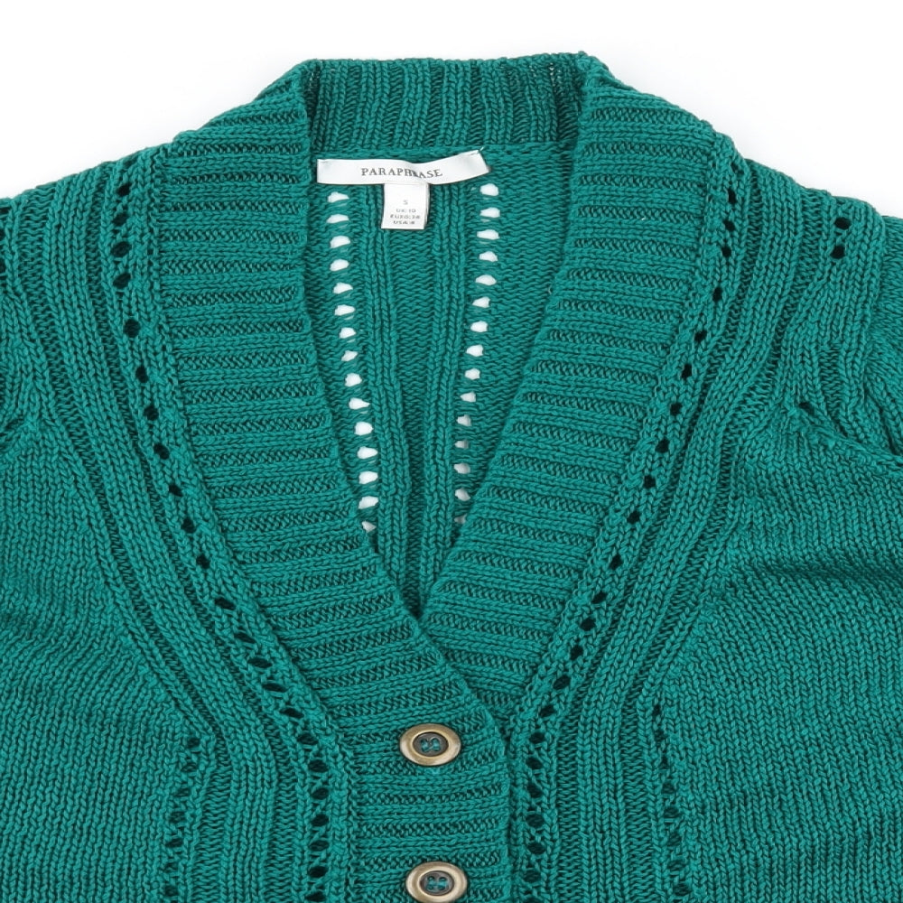 Paraphrase Womens Green  Knit Cardigan Jumper Size 10