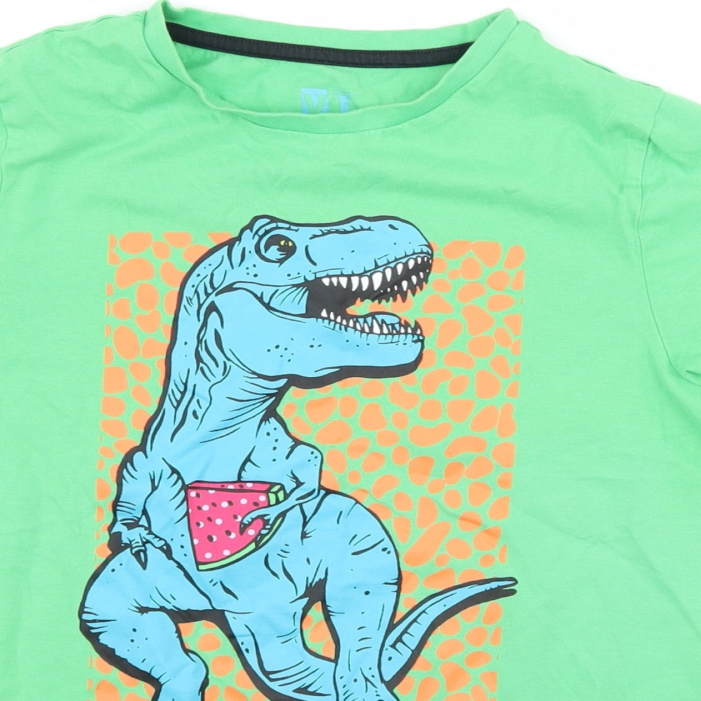 F&F Boys Green  Jersey Basic T-Shirt Size 11-12 Years  - T-rex