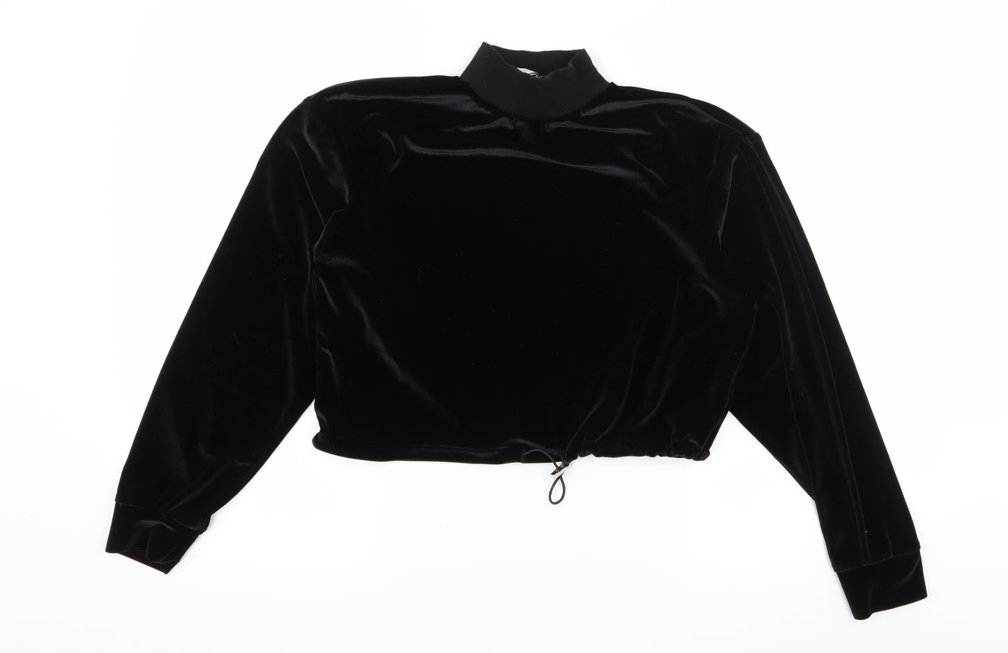 Topshop Womens Black  Velvet Pullover Sweatshirt Size 6