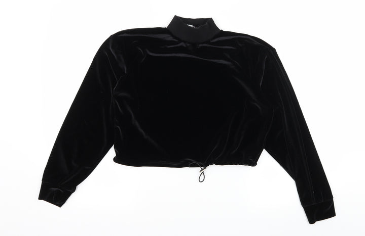 Topshop Womens Black  Velvet Pullover Sweatshirt Size 6