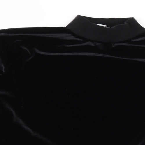 Topshop Womens Black  Velvet Pullover Sweatshirt Size 6