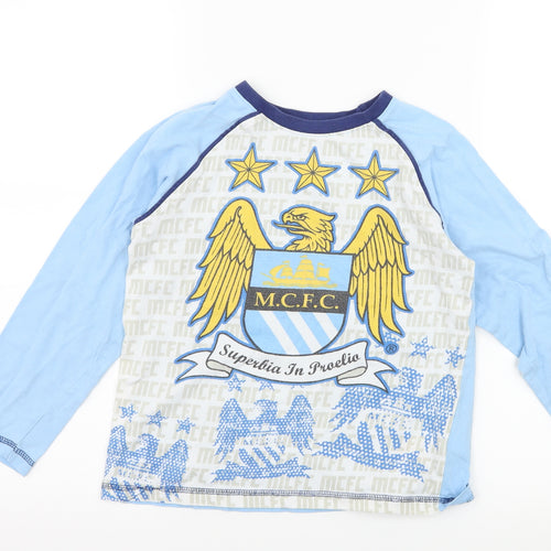 Character Boys Blue Geometric Jersey  Pyjama Top Size 8 Years  - Manchester City Football Club