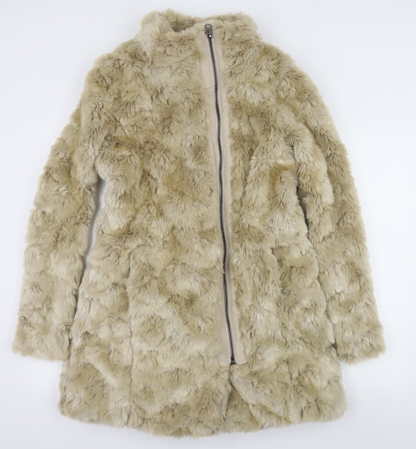 NEXT Womens Beige   Overcoat Coat Size 14  - Faux fur