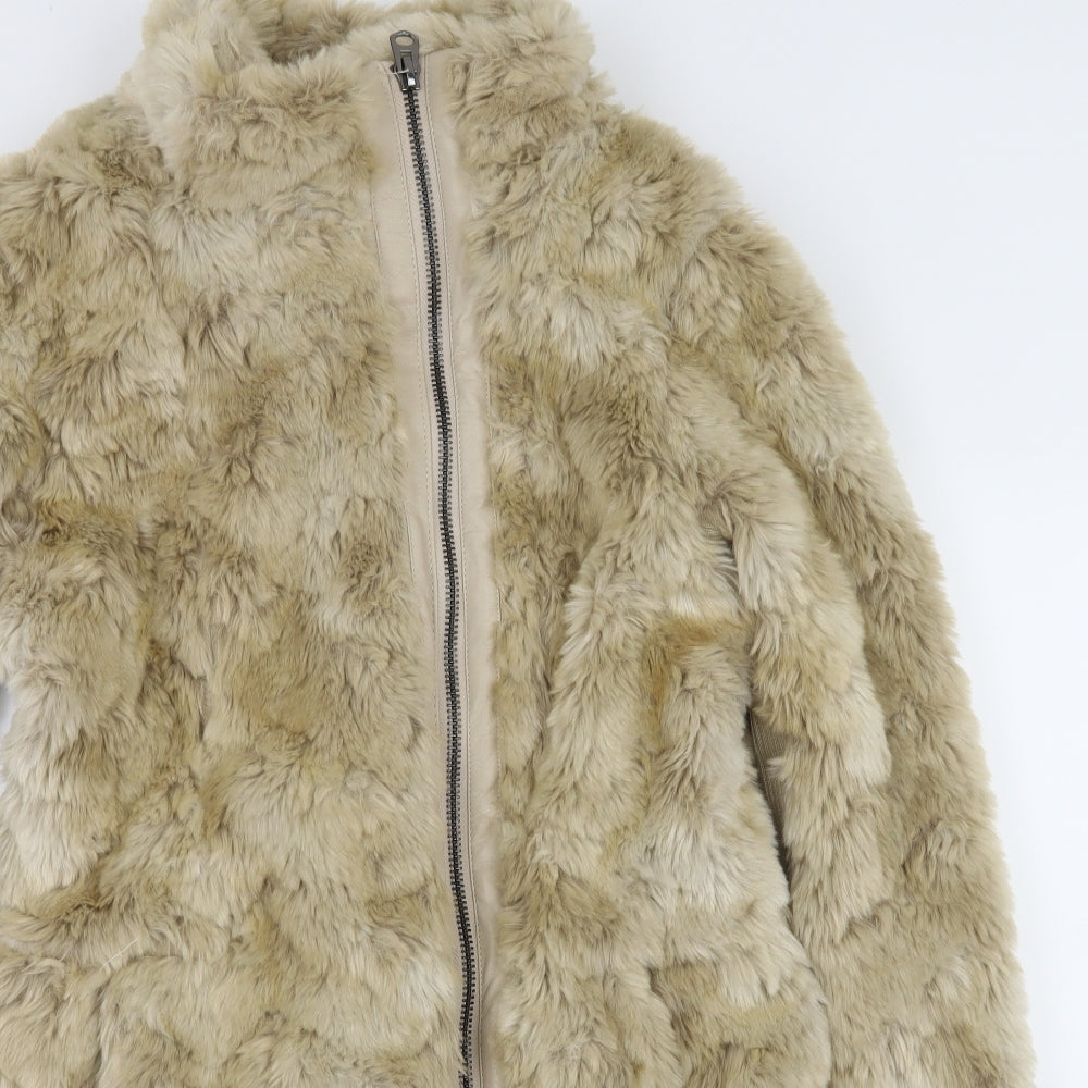 NEXT Womens Beige   Overcoat Coat Size 14  - Faux fur