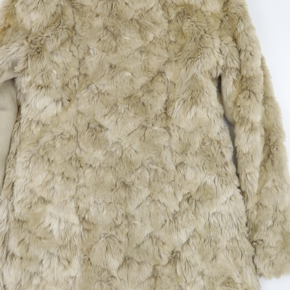 NEXT Womens Beige   Overcoat Coat Size 14  - Faux fur