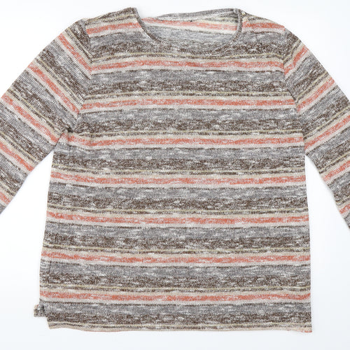 EWM Womens Orange Striped  Pullover Jumper Size 18